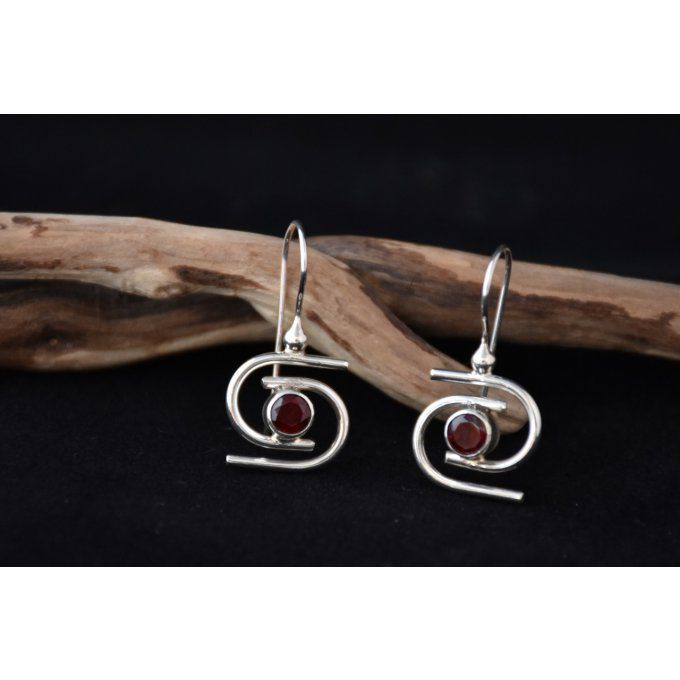 boucles-oreilles-argent massif-argent 925-Bali-grenat