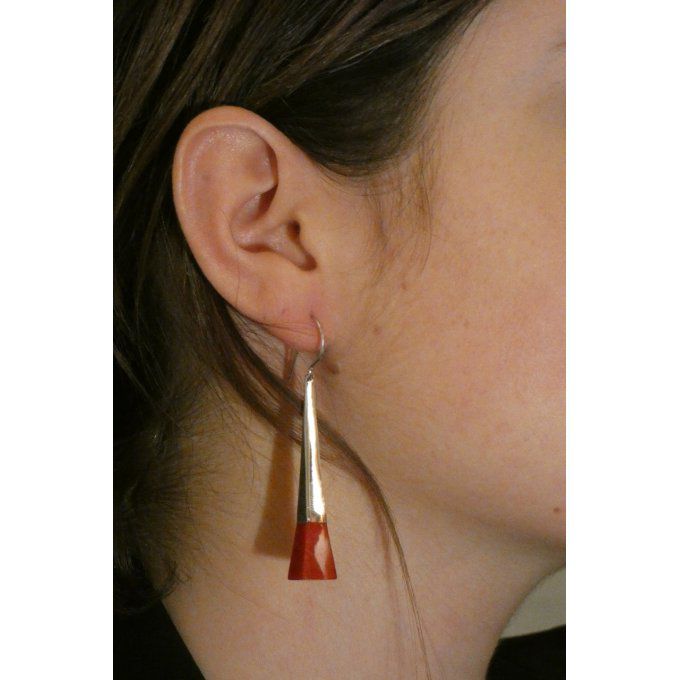 boucles-oreilles-argent massif-argent 925-Bali-nacre rouge