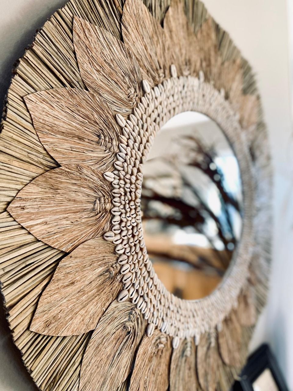 Miroir paille et feuilles 64cm - Melastidecobali